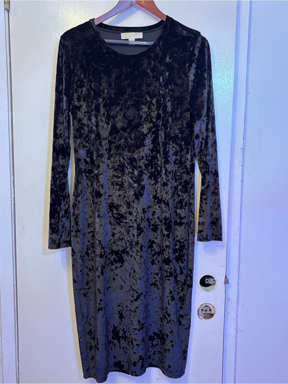 Michael Kors Velvet Long Sleeve Black Dress